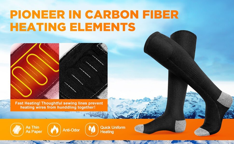 UooneeQ Electric Heated Socks carbon fiber heating