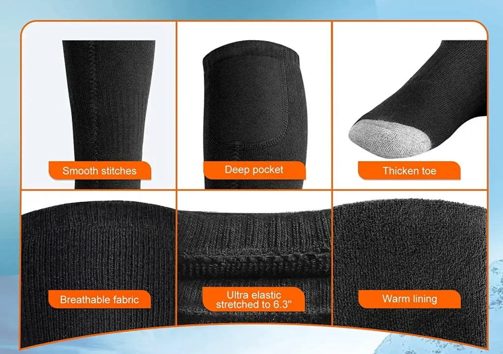 UooneeQ Heated Socks smooth stitches