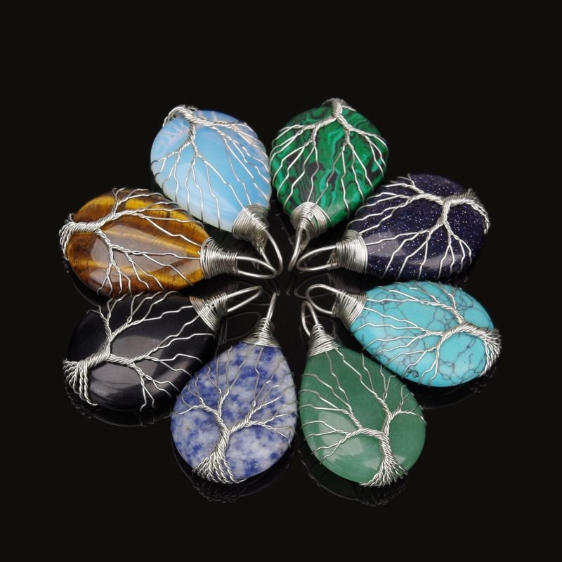 Tree of Life Hand Wrapped Sea Abalone Shell Earrings 110